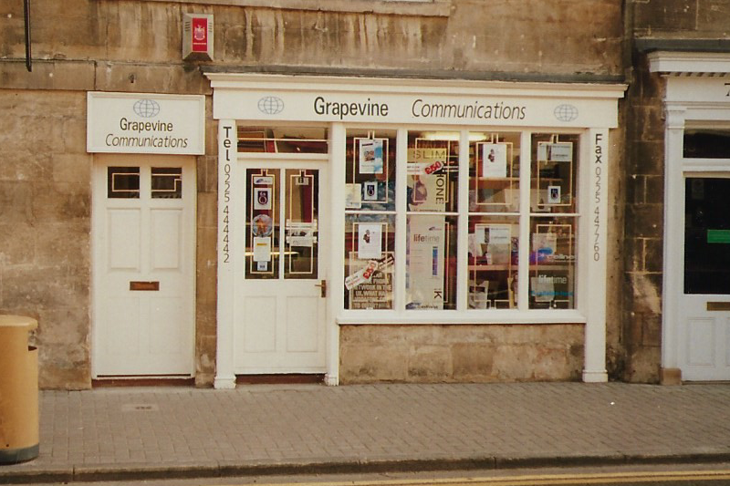 Exterior view of Grapevine's retail shop on Widcombe Parade in the 1990's.